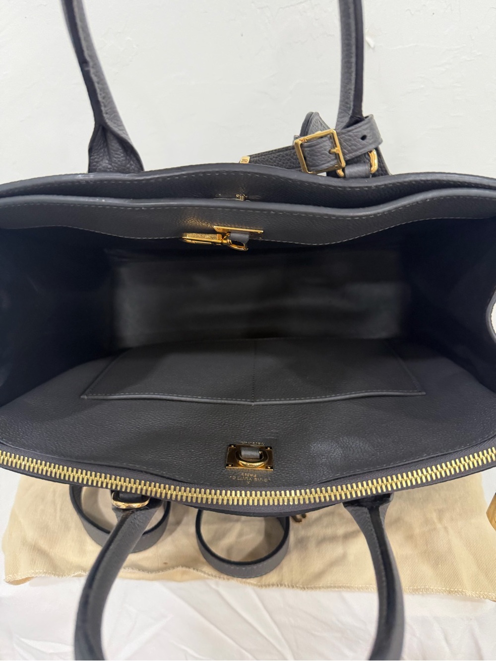 Louis Vuitton dark grey Leather Satchel city steamer xl with Gold Hardware - Picture 8 of 11